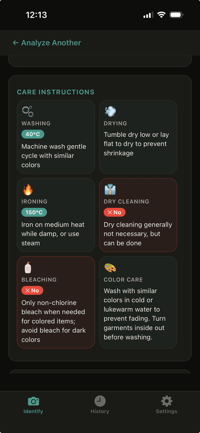 ClothDecode App Screenshot 4 - Fabric Identifier